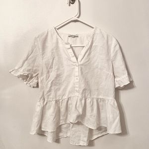 Madewell Women’s White Button Up Ruffle Top